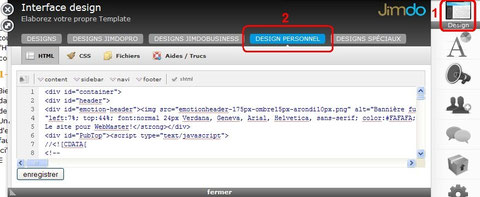 Page to edit the personnal design