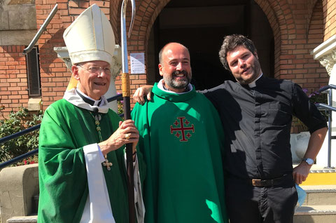 Mgr Eric Aumonier, P. Emmanuel Gougaud et P. Vianney Jamin, le 13 octobre 2020