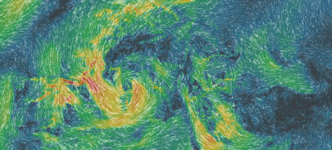 Neu bei Meteoblue, Meteoblue maps -wind. Tief bei Genua am 29.FEB 2016, 15 Uhr MEZ. Darstellung Meteoblue