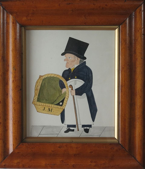 English naive folk art watercolor The Muffin Man