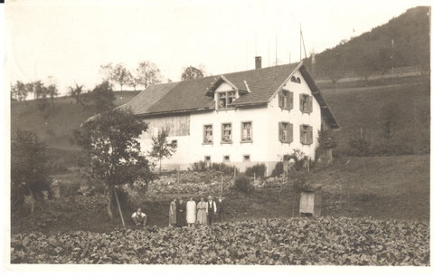 Das oberste Haus an der Kienbergstrasse ist jenes der Familie Frey. (1928)