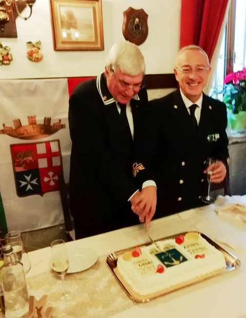 Pranzo S. Barbara 2019 Taglio torta Pres. Belaz e Contramm. Sancilio 
