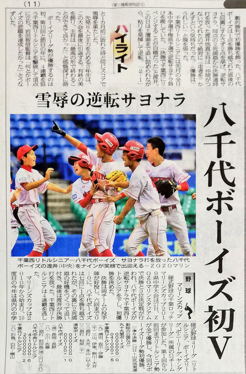 マスコミ掲載 八千代ボーイズ 習志野ボーイズ マスコミ掲載 八千代ボーイズ 習志野ボーイズ