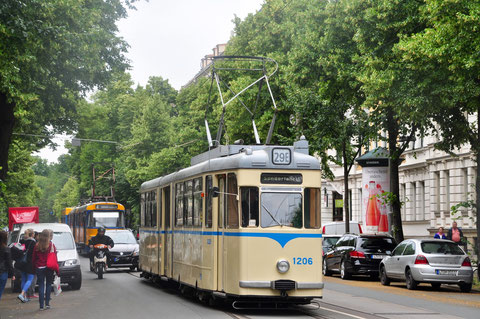 Auch der Gothawagen 1206 war im Liniennetz unterwegs, dabei handelte es sich um Sonderfahrten des hist. Betriebshofes Möckern