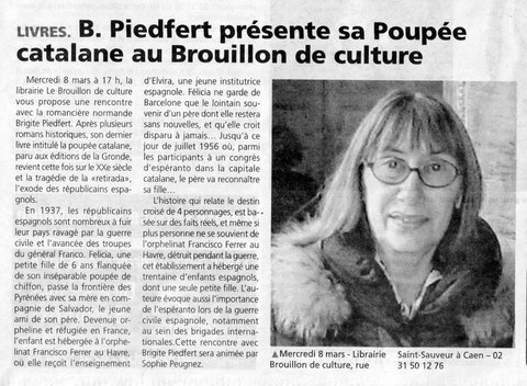 Article annonçant la rencontre au Brouillon de Culture à Caen, dans Liberté du 2 mars 2017