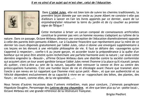 Commentaire sur le roman "L'abbé Jules" d'Octave Mirbeau, paru dans la revue Marais Page de septembre 2016