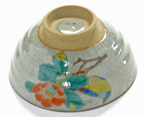 九谷焼【飯碗】大 椿に鳥【中絵】