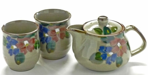 九谷焼【茶器 急須 ティーポット3点セット】大 コンビ山茶花【裏絵】
