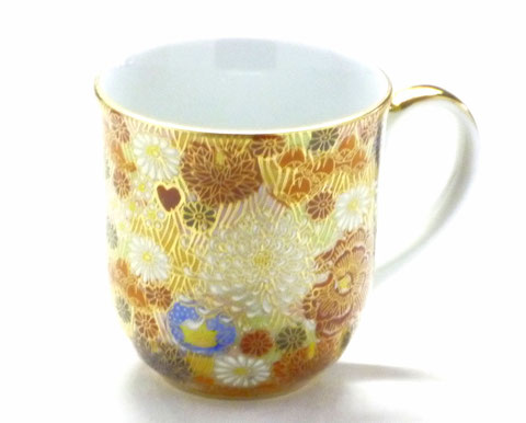 九谷焼 マグカップ 磁器 加賀のお殿様・お姫様キブン 金花詰