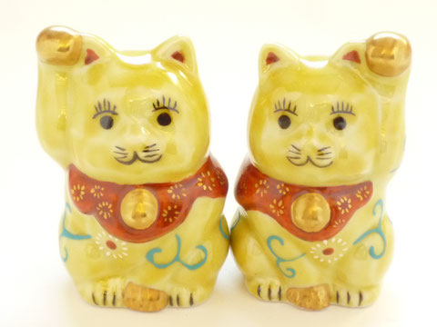 九谷焼『招き猫』赤絵細描