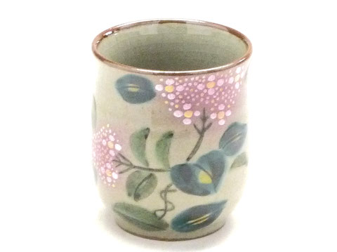 九谷焼【お湯呑】小 がく紫陽花【裏絵】