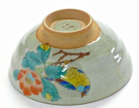 九谷焼『飯碗』小 椿に鳥『中絵』