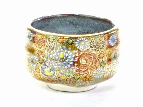九谷焼【抹茶碗】加賀のお殿様・お姫様キブン(金花詰)