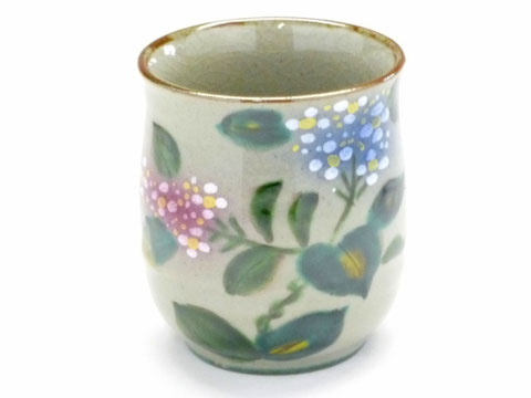 九谷焼【お湯呑】大 がく紫陽花『裏絵』