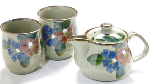 九谷焼【茶器・急須・ティーポット3点セット】小 コンビ山茶花『裏絵』