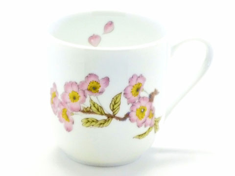 九谷焼【マグカップ】(磁器)ソメイヨシノ 中裏絵