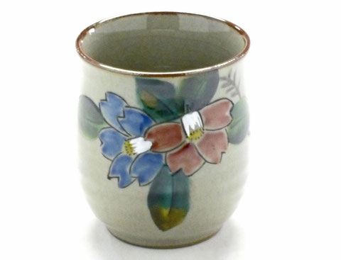 九谷焼『お湯呑』大 コンビ山茶花『裏絵』