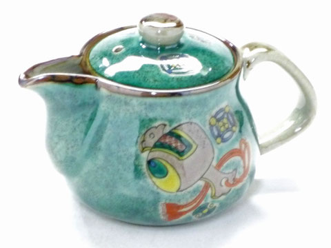 九谷焼【急須 ポット 茶器】小 宝尽くし緑塗り『裏絵』