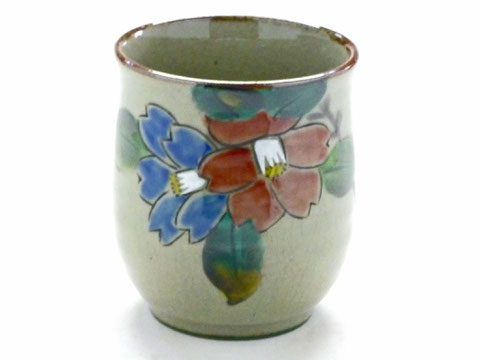 九谷焼『お湯呑』小 コンビ山茶花『裏絵』