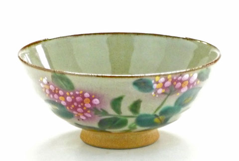 九谷焼【飯碗】小 がく紫陽花【裏絵】