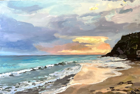 Seestücke, Malerei, Meer und Ozean,Sonnenuntergang am Meer 