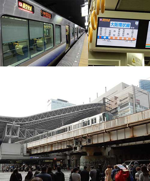 4年ぶりの阪急・JRを結ぶ横断歩道。そういえば阪神百貨店の姿が消えていた。