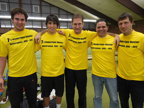 v.l. Dirk Groth, Patrick Elias, Gerrit Lotz, Coach Luis Elias, Pascal Wilkat