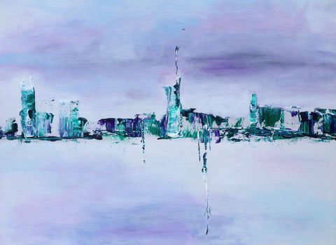 Miami beach (2015) Fl. 0,80m x 0.60m Acryl Spachtelarbeit auf Leinwandpappe