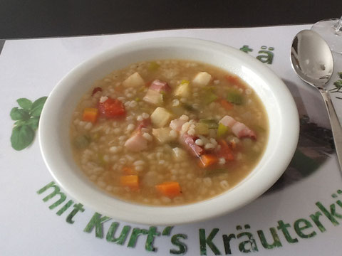 Gersten-Suppe (Rezept: Bild anklicken!)