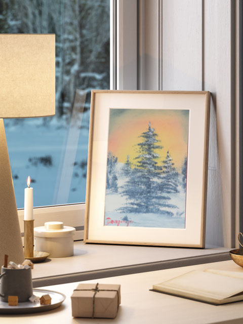 Gerahmte Grußkarte mit Wintermotiv