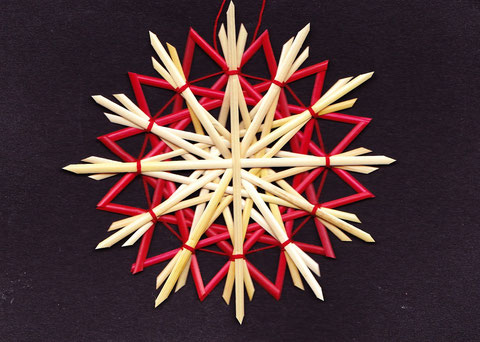 186 Stern Nr Strohsterne Set mit Goldglitter,12-teilig,von 7 bis 10 cm Durchm. 