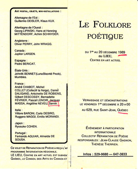 Document d'invitation expox le Folklore Poétique