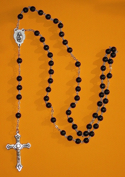 Black Beaded Cross Rosary