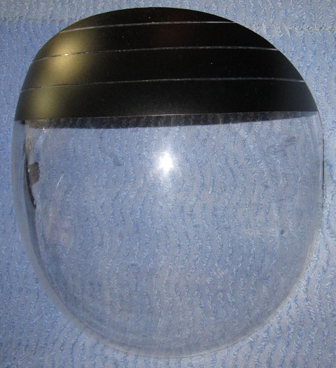 Modified Face Shield : Tape applied on top, as  visor effect, for Eureka episode s04e17