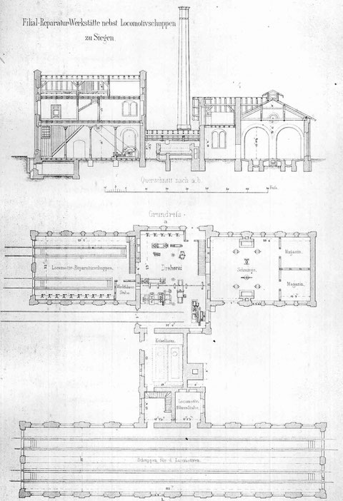 Grundriß der Filial-Reparaturwerkstätte von 1862 in Siegen (3)