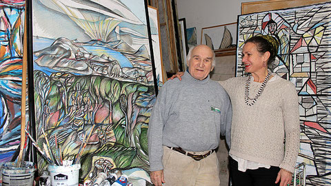 Albert Christoph Reck mit seiner Tochter Genoveva Reck-Thomas in seinem Atelier Foto: Julia Fischer