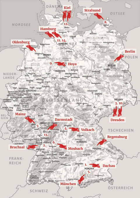 Alle meine TypoWalz Wochen auf der Deutschlandkarte seit 2019