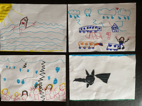 Zeichnungen der Kinder zum Feriencamp Urlaub