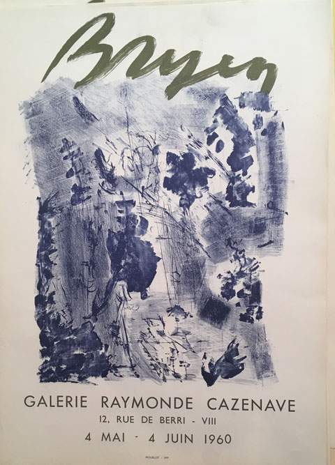 Camille BRYEN , affiche lithographique , Galerie Cazenave, 1960, Mourlot imprimeur , en vente à la galerie Agnes Thiébault