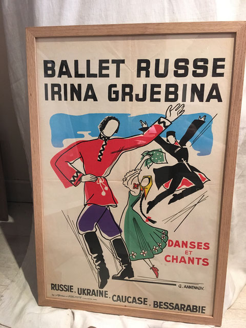 Georges ANNENKOFF , ballet russe , affiche lithographique 60 x 39,8 cm cadre  en vente à la galerie Agnès Thiébault