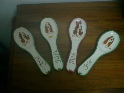 cucharas de ceramica con pintados de Olivia ,Abigail ,Calvin decorativas para cocina