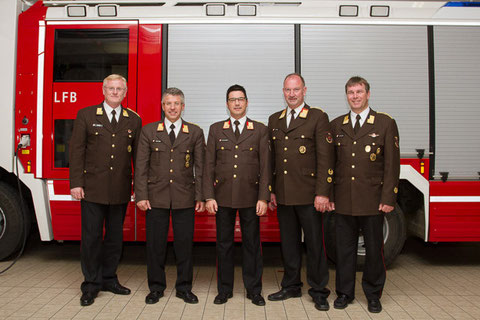 v.l.: BKA BV Alfred HARB, BFKSTV BR Reinhard KIRCHER AK ABI Ing. Walter STOCKNER LFKSTV und BFK LBDS Ing. Peter HÖLZL, BSF BV Thomas RAINER