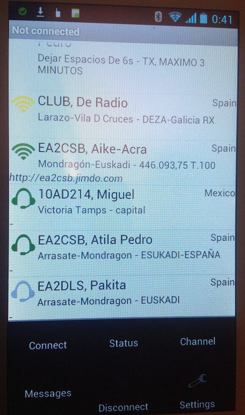 FUERA DE LA PANTALLA PARTE INFERIOR IZQUIERDA PULSAR PARA VER CON FONDO NEGRO: CONNECT-MESSAGES- CHANNEL DISCONNECT- SETTINGS ESTE PARA EN TRAR EN EL FORMULARIO PARA MODIFICAR SI SE DESEA