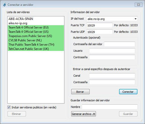 RELLENAR IP DEL HOST: aike.no-ip.org  y puertos TCP y UDP 10029 y pulsar conectar.