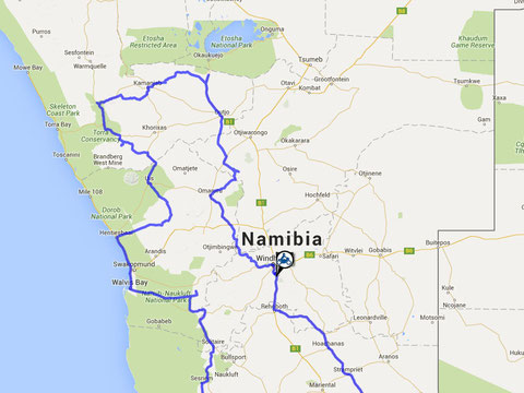 Teilroute Namibia Nord