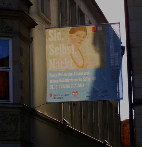 Vorankündigung einer Ausstellung von Bildern von Paula Modersohn-Becker und anderen Künstlerinnen im Paula Modersohn-Becker Museum in Bremen vom 20. Oktober 2013 bis zum 2. Februar 2014