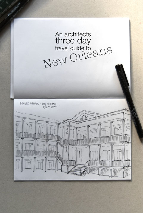 Buckner Mansion in the Garden District of New Orleans - travel sketch by Heidi Mergl Architect