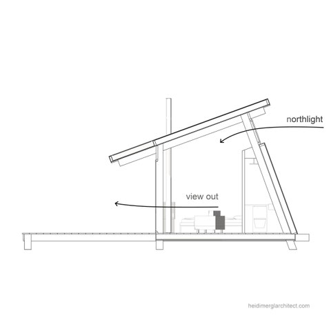 Micro Living Timber Structure Concept Section by Heidi Mergl Architect
