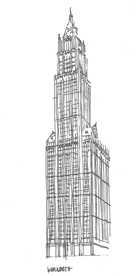 Woolworth Building Sketch Heidi Mergl Architect
