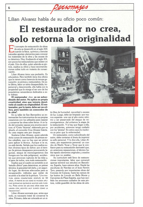 Lillian Alvarez - El Restaurador no crea, solo retorna la originalidad